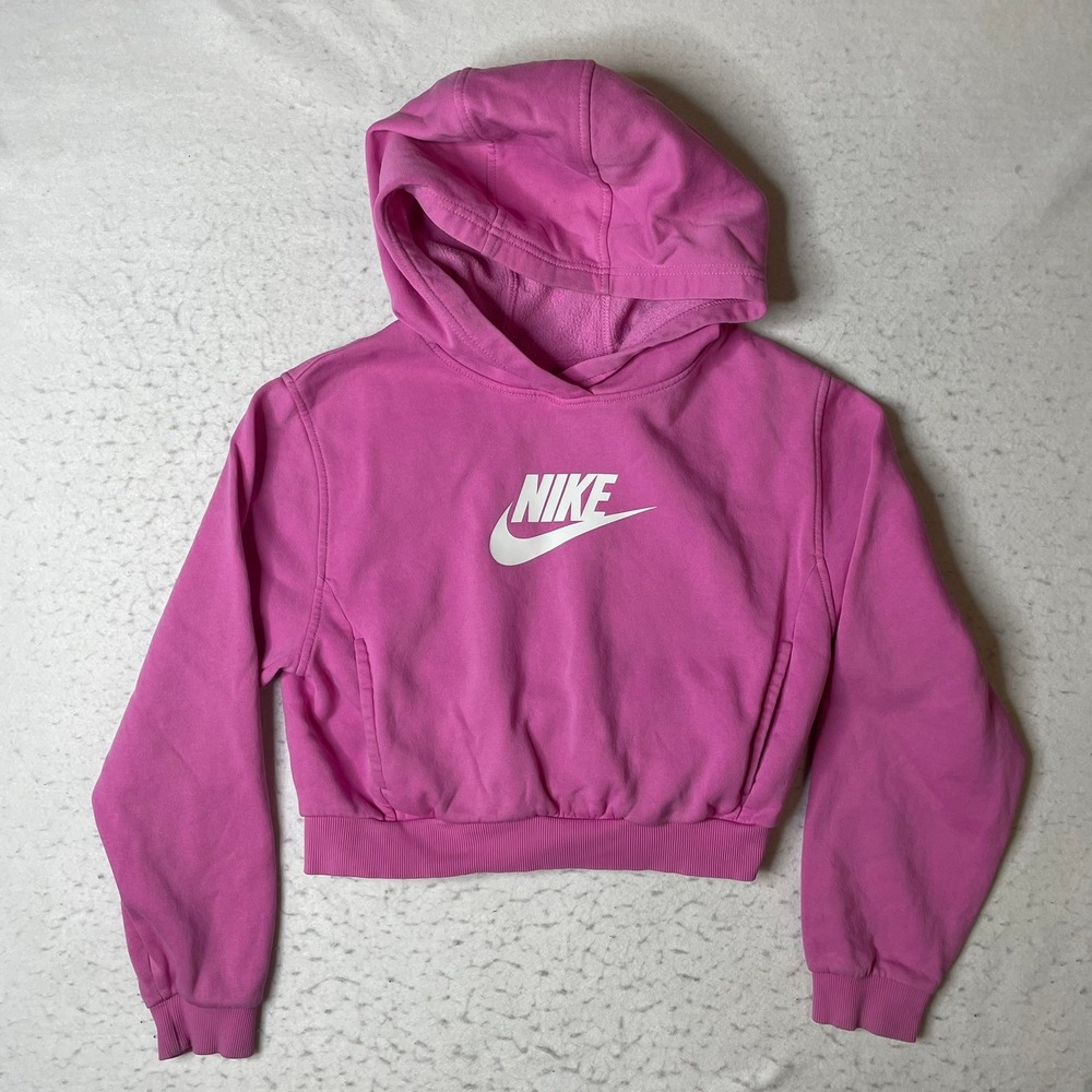 Nike Sportswear Club Fleece‎ Hoodie Girls XL Pink Cropped Pullover FD2925-675